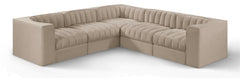 Rummi - Symmetrical Velvet Performance Fabric Upholstered 5 Piece Modular Sectional