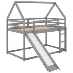 House Shape Bunk Bed With Slide And Ladder