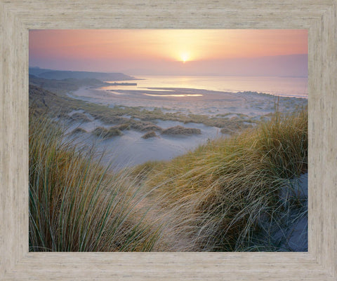 Misty Shoreline Glow - 28" x 34" Framed Wall Art