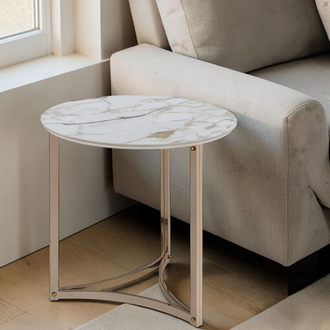 Zaidee - End Table - White / Champagne