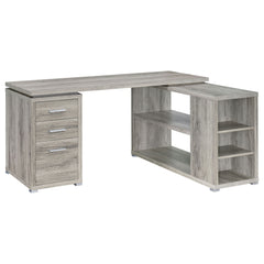 Transitional L Shape Computer Desk With Multiple Storage And Built In File Cabinet