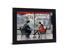 Cafe Conversation - 28" x 34" Framed Wall Art