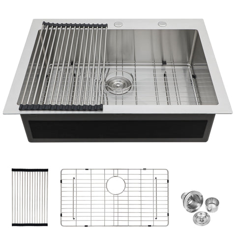 Kitchen Sink Drop In, Stainless Steel Single Bowl, Topmount