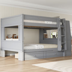 Multifunctional Bunk Bed With Desk, Bookshelves