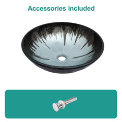 Crackle Vessel Sink With Pop Up Drain, Oval Bathroom Basin - Gray