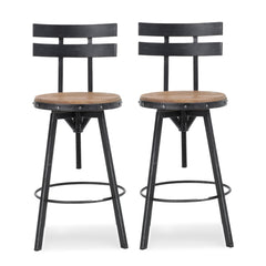 Industrial Modern Swivel Barstool With Adjustable Height - Black / Natural