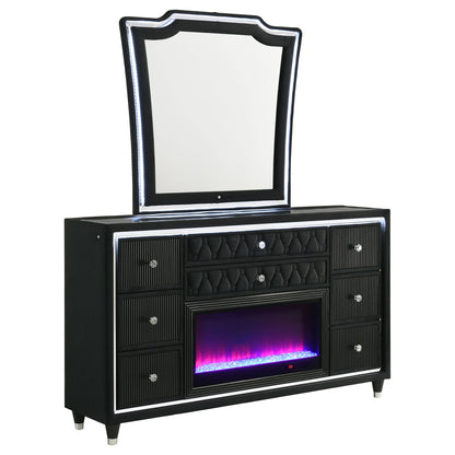 Mika - 8 Drawer LED Dresser And Mirror Set - Black