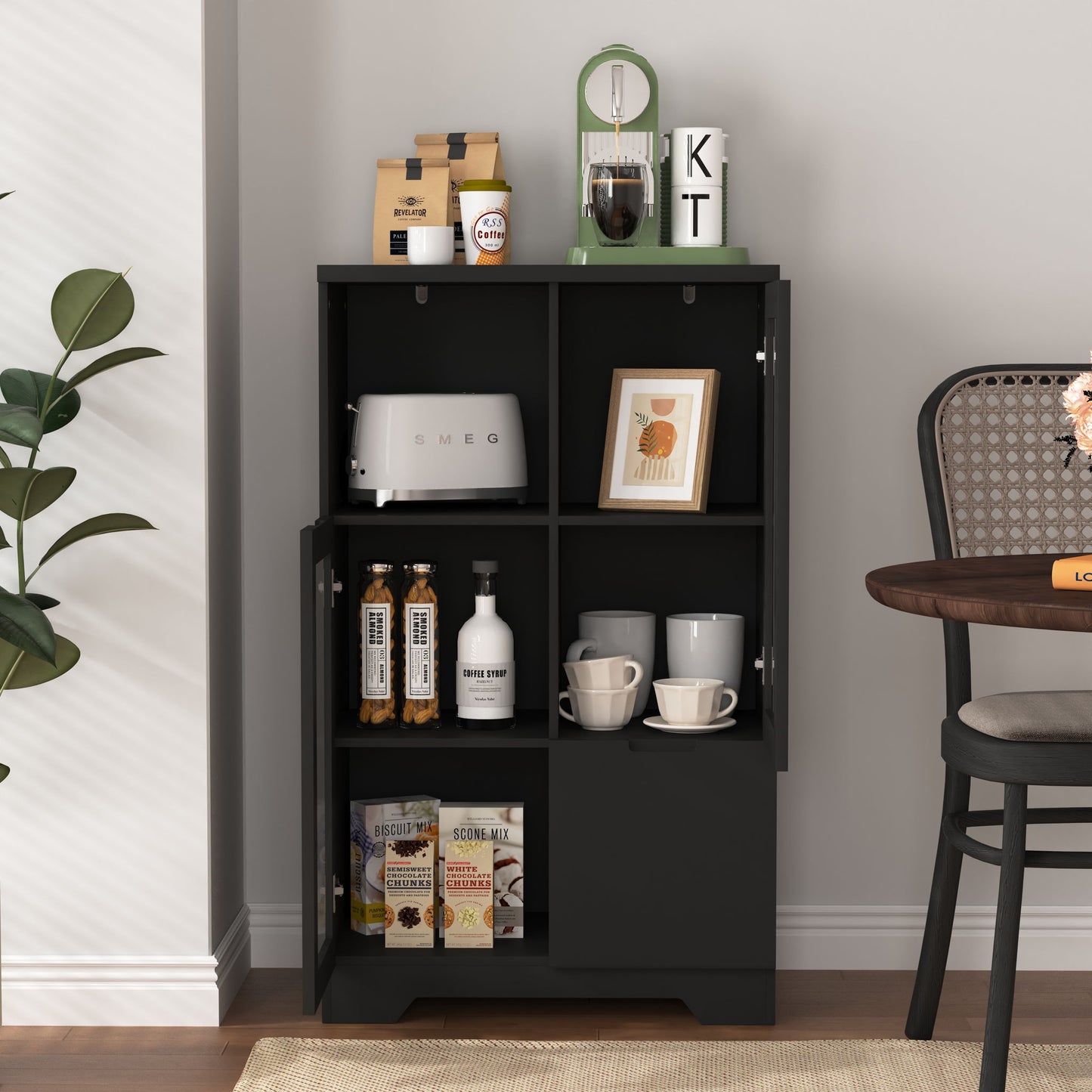 Modern Cabinet With Glass Doors And Drawer