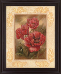 Crimson Poppies Trio - 28" x 34" Framed Wall Art