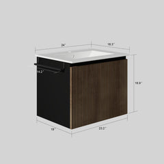 Floating Bathroom Vanity Combo, Towel Rack