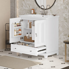 Bathroom Vanity With Sink, Cabinet With Adjustable Shelf And Drawer Divider