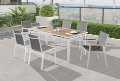 Nizuc - Outdoor Patio Dining Arm Chair With White Frame And Natural Arms (Set of 2)
