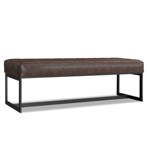 Penelope - Ottoman Bench With Genuine Leather Upholstery - Brown