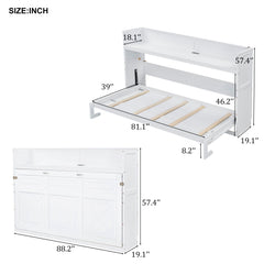 Murphy Bed With Desk, LED Light And USB Charging Station