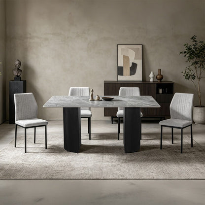 Leander - Dining Table With Ceramic Top - Gray & Black