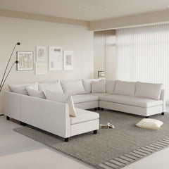 Modular Sectional Reversible U Shaped Couch Set, Free Combination Minimalist Style Oversized 8 Seat Convertible Sofa