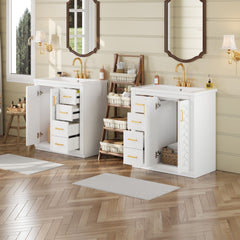 Bathroom Vanity Set With Sink, Storage Cabinet With Drawers & Soft Closing Doors