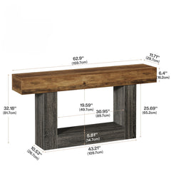 Console Table With 2 Tier Storage, U Shaped Base