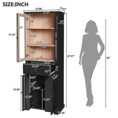 Bathroom Storage Cabinet, Adjustable Shelves & Drawer, Freestanding Linen Tower