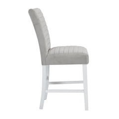 Elizaveta - Counter Height Chair (Set of 2) - Gray Velvet &White High Gloss