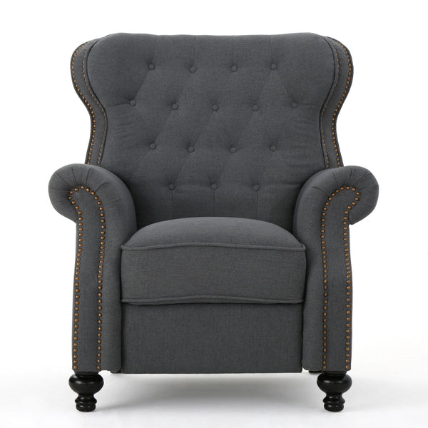 Accented Push Back Recliner Chair With Rolled Arms, Enjoy Cocooning Comfort