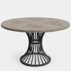 Round Dining Table For 4 - 6, (Table Only) - Gray / Black