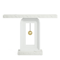 Console Table With Geometric Base For Living Roo - White / Gold