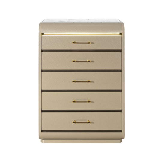 Gigi - Chest With LED Lights Chest, 5 Drawers, LED Lighting, Rounded Edges - Gold
