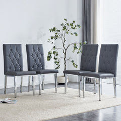 Vintage Style Armless Dining Chairs Set With Grid And Buckle Design