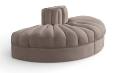 Rummi - Velvet Performance Fabric Upholstered 2 Piece  Rounded Modular Loveseat