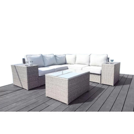 4 Piece Wicker Outdoor Seating Group With Cushions - Gray Mix