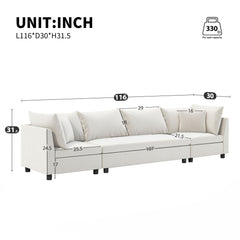 Modern Modular Sectional Oversized Couch Set With Pillows, Minimalist Style Wide Seat Comfy Sofa