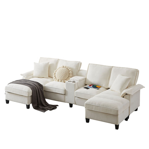 Modern U-Shaped Sectional Sofa Bed With Storage
