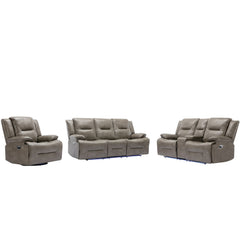 Home Theater Recliner Set Manual Recliner Chair With A LED Light Strip Two Built-In Cup Holders For Living Room