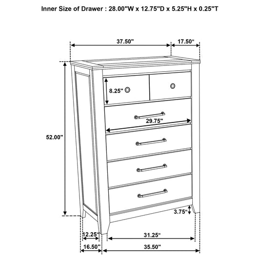 Pelton - 5 Drawer Chest - Oak