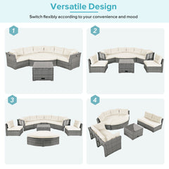 Patio Furniture Set Outdoor Daybed Rattan Sectional With Cushions And Center Table