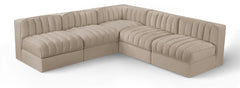 Rummi - Armless Velvet Performance Fabric Upholstered 5 Piece Modular Sectional