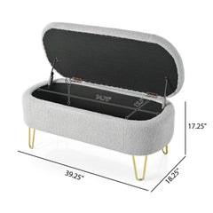 Upholstered Oval Storage Bench For Living Room