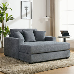Oversized Chaise Lounger Modern Style Sofa Couch, With Pillows, Charge Station & Cup Holders