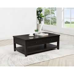 Sutter - 2 Drawer Rectangular Coffee Table - Dark Brown