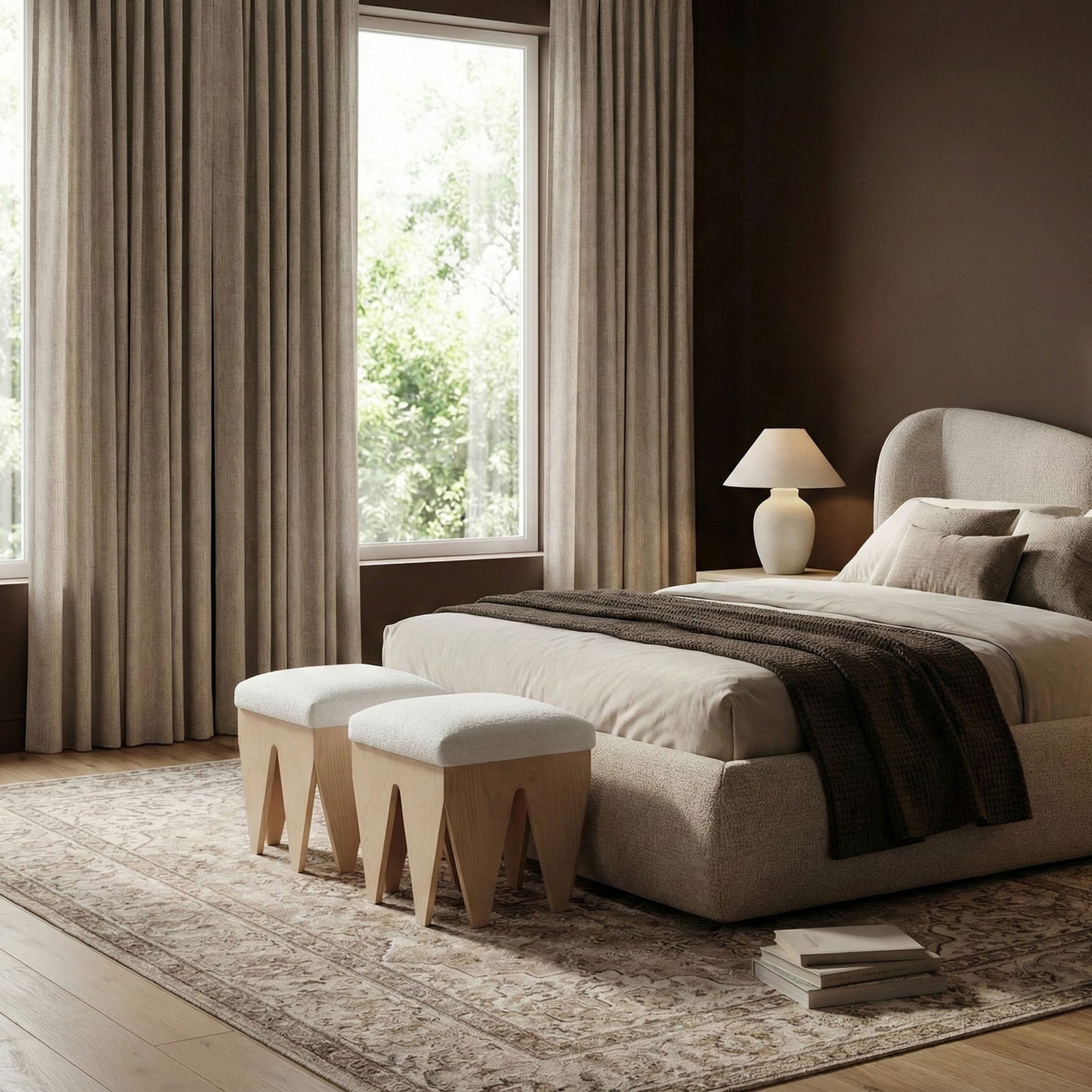 Altair - Fabric Bench - Light Brown Base