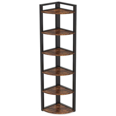 Tall 6 Tier Corner Bookshelf For Living Room