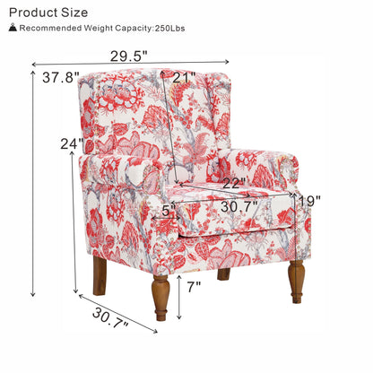 Accent Chair With Floral Upholstery And Nailhead Trim
