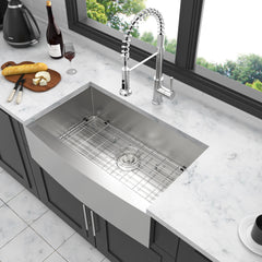 Farmhouse 36" Kitchen Sink Stainless Steel Apron Front - Brushed Nickel