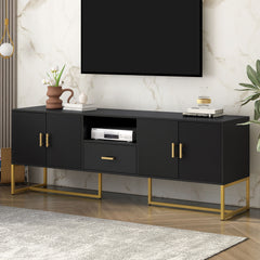 TV Cabinet With 1 Drawer, 2 Cabinets, Handles And Anti-Tip Device