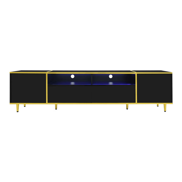 TV Stand For TVs Up To 80", Entertainment Center With 2 Shelves And LED Lights
