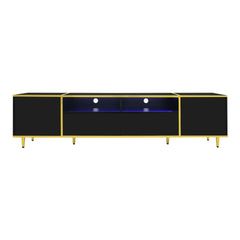 TV Stand For TVs Up To 80", Entertainment Center With 2 Shelves And LED Lights