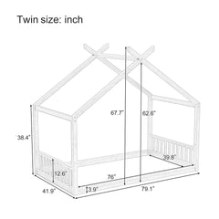 Montessori Style House Bed For Kids, Floor Bed Frame With Headboard And Footboard