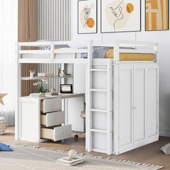 Loft Bed With Drawers, Desk, And Wardrobe