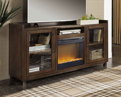 Starmore - 70" TV Stand With Glass/Stone Fireplace Insert - Brown
